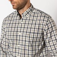 Thumbnail for Joplin Plaid Navy Performance Poplin Sport Shirt