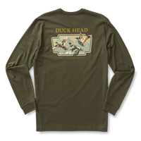 Thumbnail for Flying Mallard LS Tee - Dark Forest Green