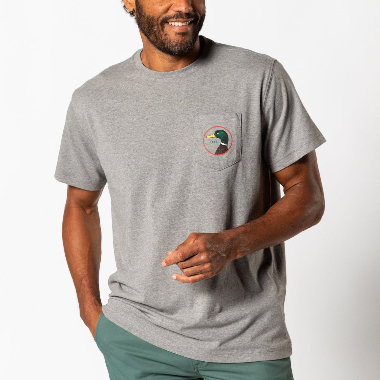 Duck Head Logo Short Sleeve T-shirt - Heather Grey
