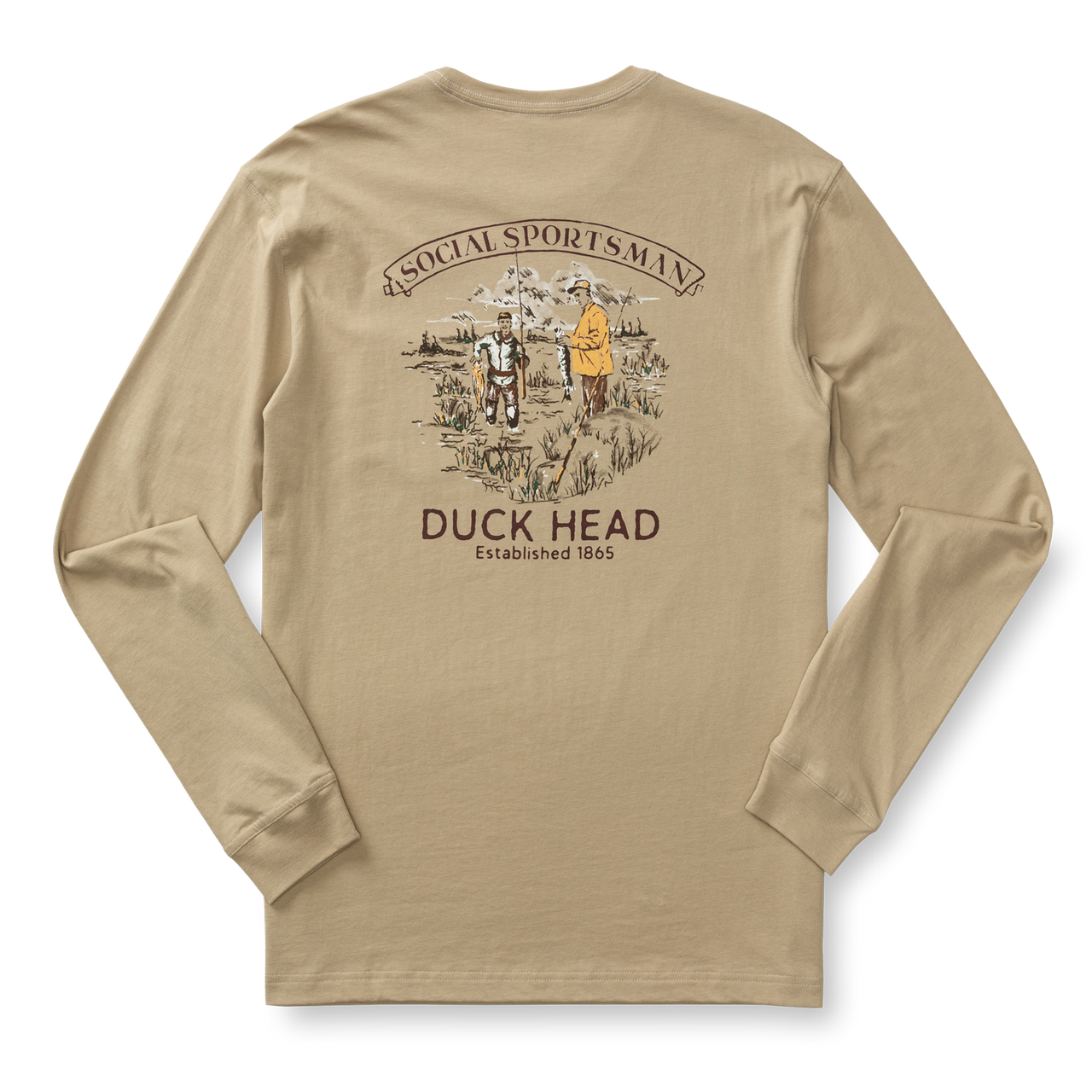 Duck Head Fisherman's Folklore Long Sleeve T-Shirt - Khaki