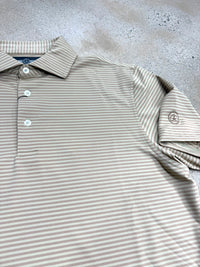 Thumbnail for Home Bound Striped Performance Polo - Loden/Khaki