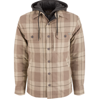 Thumbnail for Drake Campfire Flannel Hooded Shacket - Aluminum