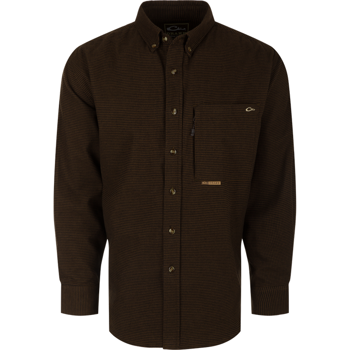 Autumn Brushed Twill Houndtooth LS Shirt - Caviar Black