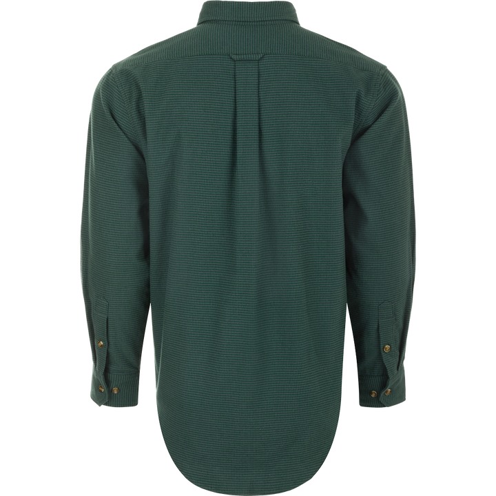 Autumn Brushed Twill Houndtooth LS Shirt - Pine Needle