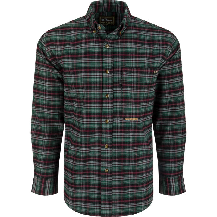 Autumn Brushed Twill Trad Plaid LS Shirt - Dark Shadow Grey