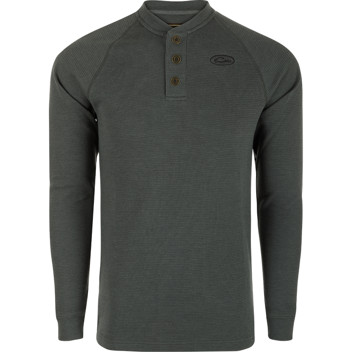Drake Weston Lakes Waffle LS Henley - Heathered Castlerock