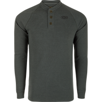 Thumbnail for Drake Weston Lakes Waffle LS Henley - Heathered Castlerock