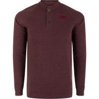 Thumbnail for Weston Lakes Waffle Henley LS Shirt - Heathered Windsor Wine