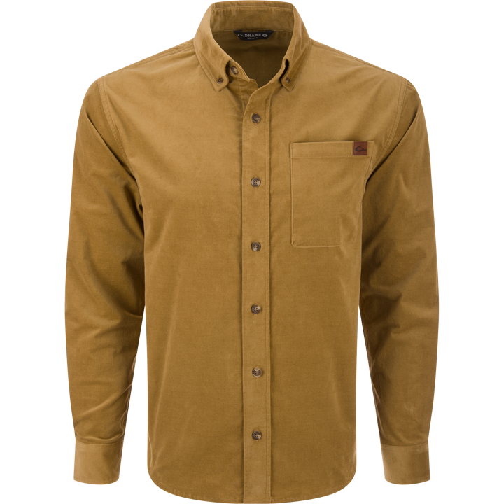 Drake Mid-Wale Corduroy LS Button Down - Solid Antique Bronze