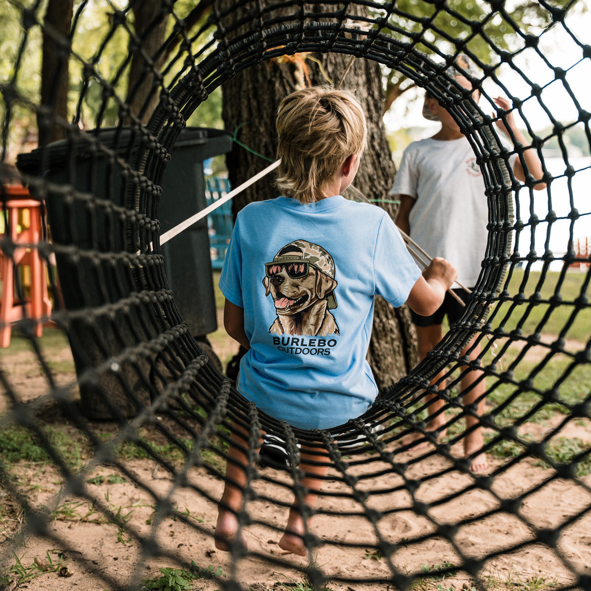 Youth Mallard Camo Dog SS Tee - Heather Periwinkle