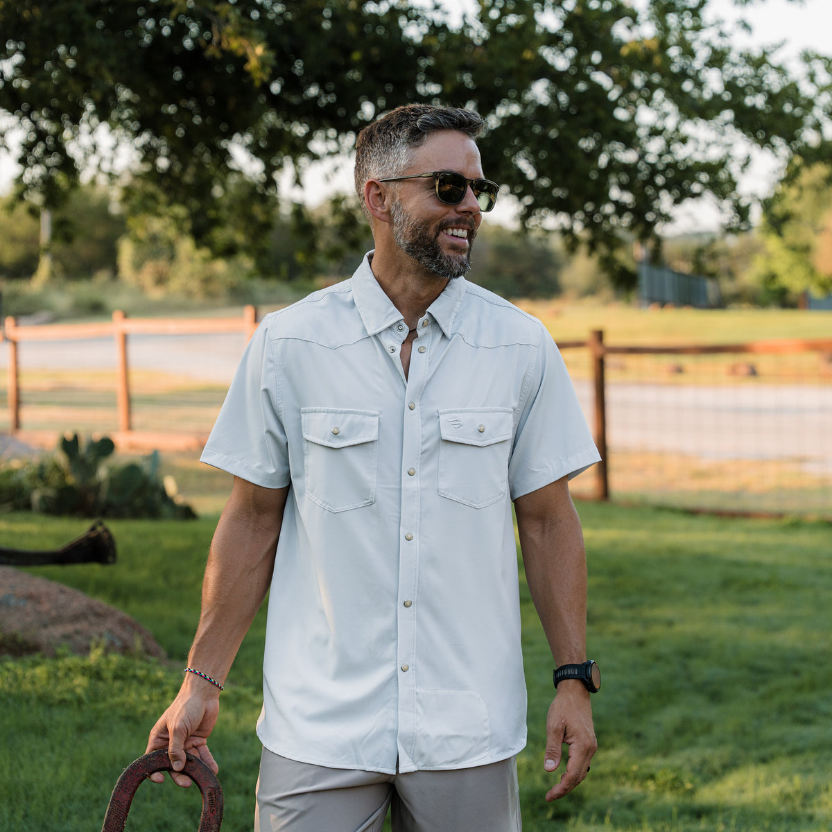Performance Western Shirt - Light Grey