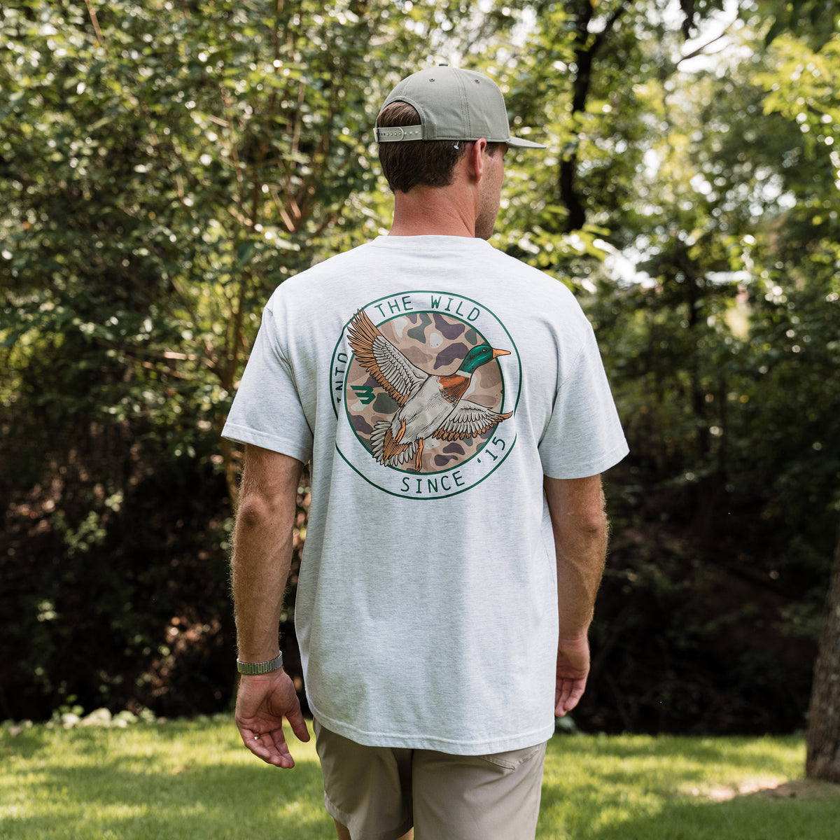 Camo Mallard Duck SS Tee - Heather Ash Grey