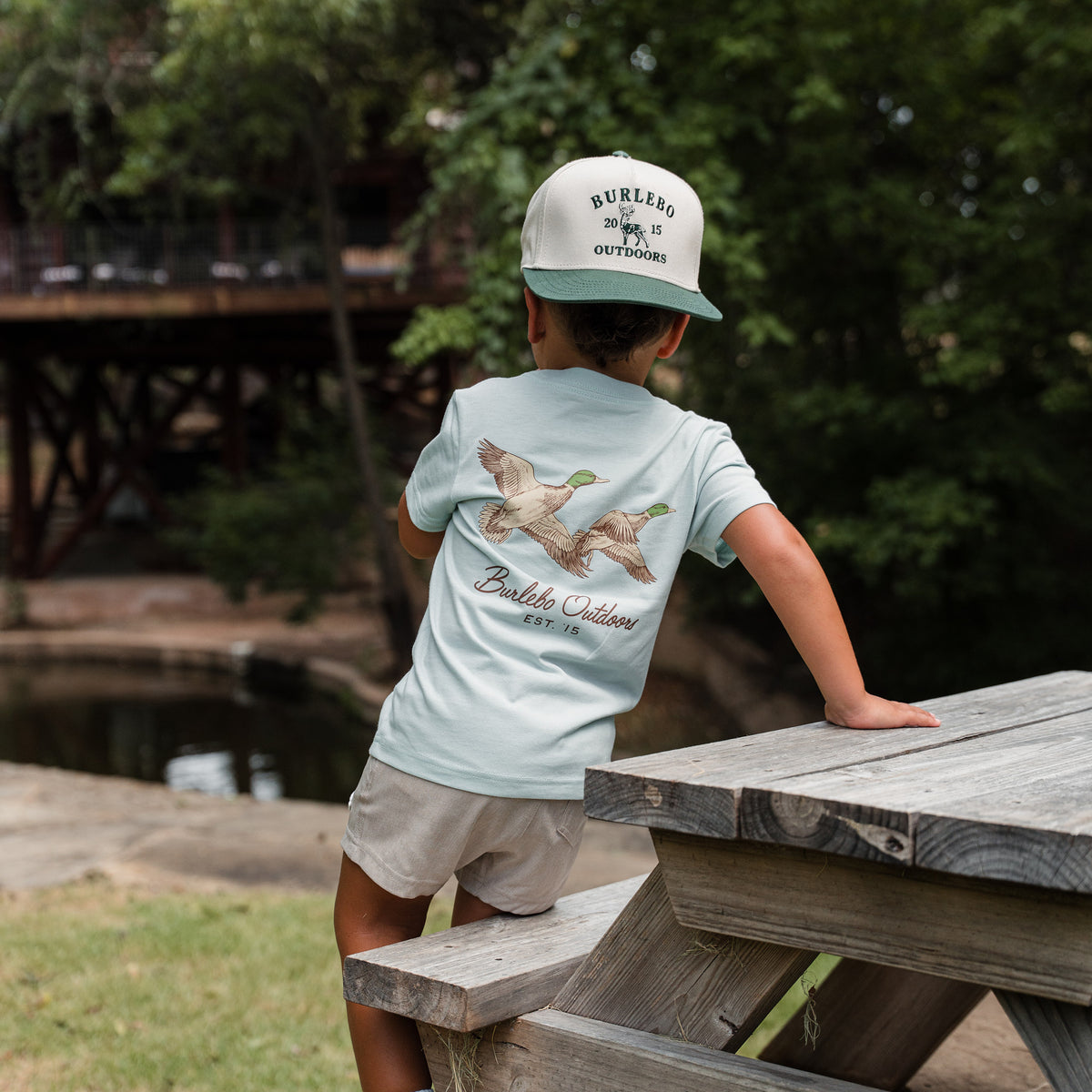 Youth Flying Mallards SS Tee - Heather Sky Blue