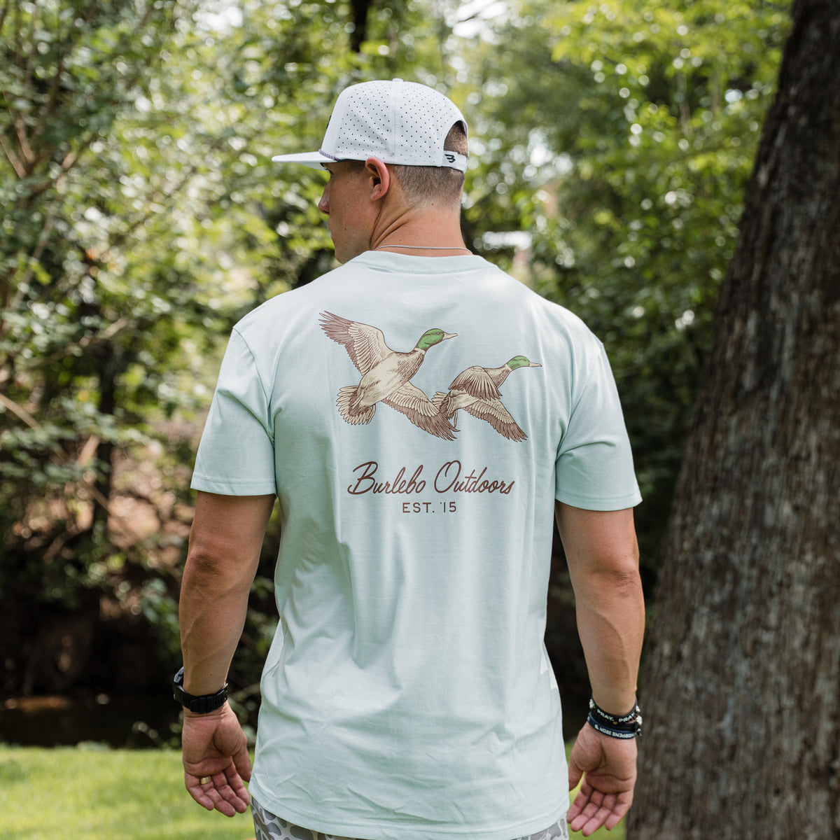 Flying Mallard SS Tee - Heather Sky Blue
