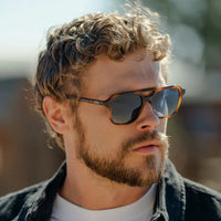 Thumbnail for Dean Polarized Sunglasses - Whiskey Brown Tortoise / Blue Gradient Lens