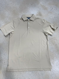 Thumbnail for Home Bound Striped Performance Polo - Loden/Khaki