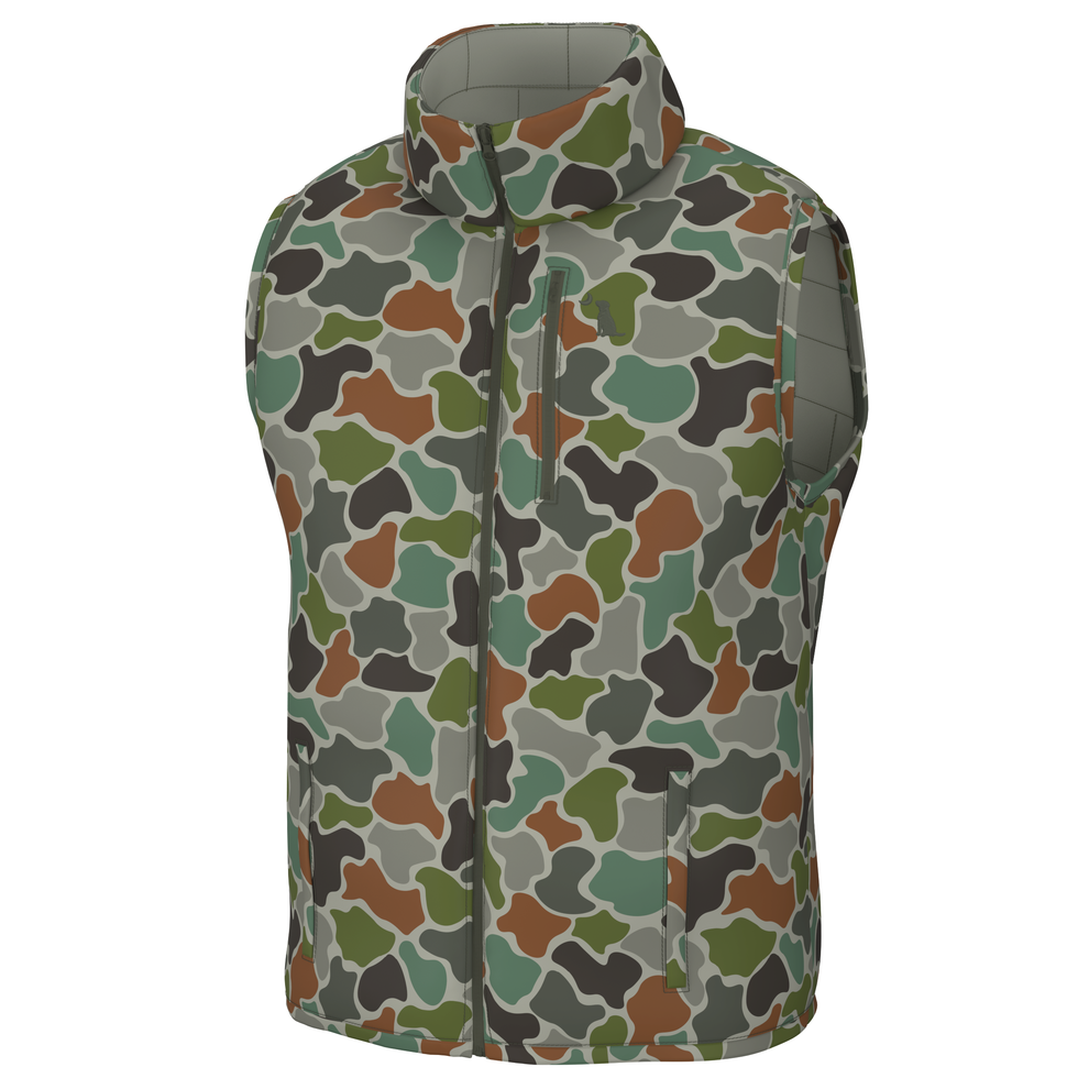 Duck Down Reversible Vest - Forest Camo