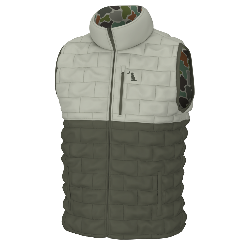 Duck Down Reversible Vest - Forest Camo