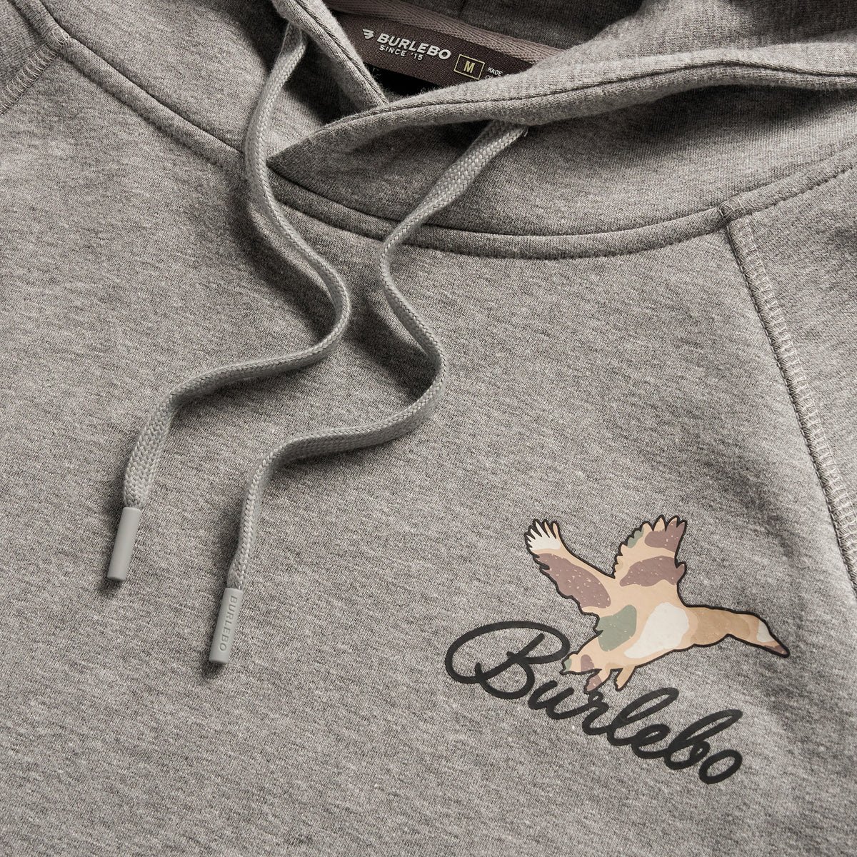 Fleece Hoodie - Ducks Flying In - Dark Heather Grey
