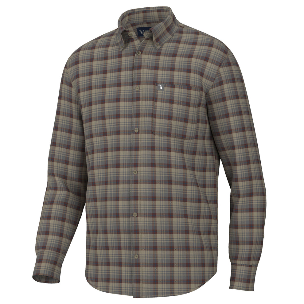 Youth Gardner Stretch Flannel - Tan/Garnet/Navy