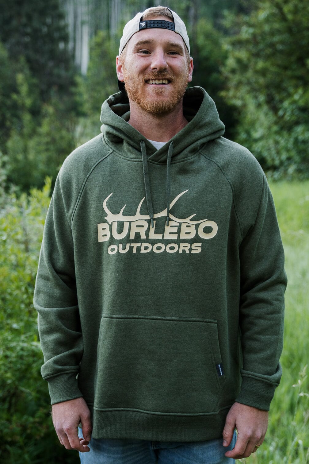 Burlebo Fleece Elk Horn Hoodie - Heather Olive