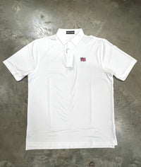 Thumbnail for All White Performance Polo with Embroidered American Flag