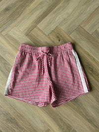Thumbnail for Red Gingham Shorts with Lace Detail