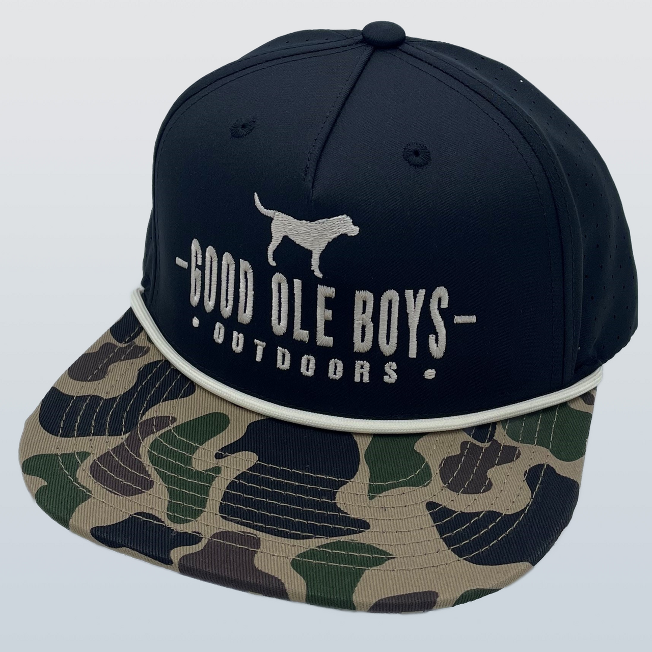 Good Ole Boys Lab Arched Logo Rope Cap - Black/Camo