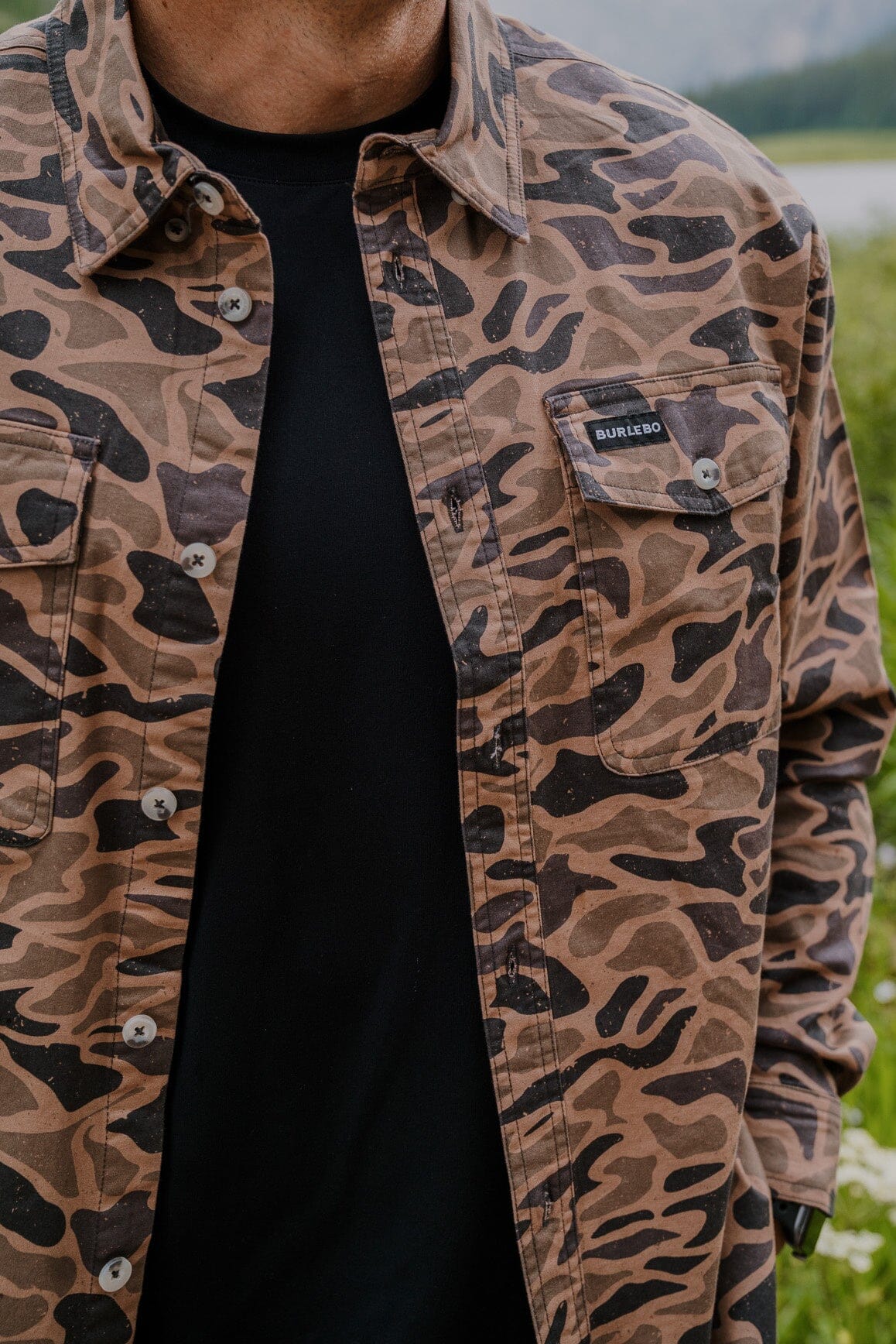 Cotton Twill LS Button Up - Guage Camo