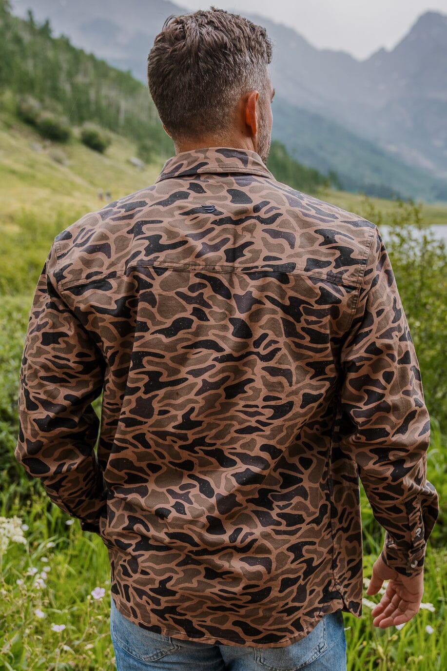 Cotton Twill LS Button Up - Guage Camo