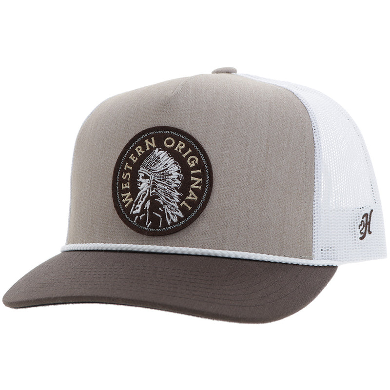 The Quanah Cap - Tan/White with Brown/White Circle Patch