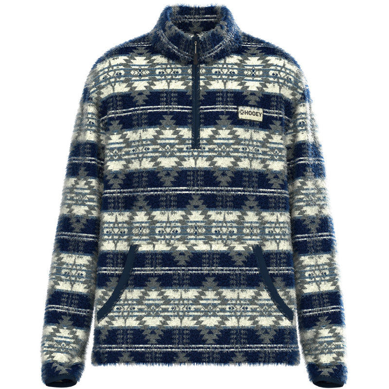 Bear Fleece Pullover - Navy/Cream Aztec