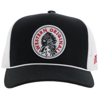 Thumbnail for The Quanah Cap - Black/White with Red/White Patch