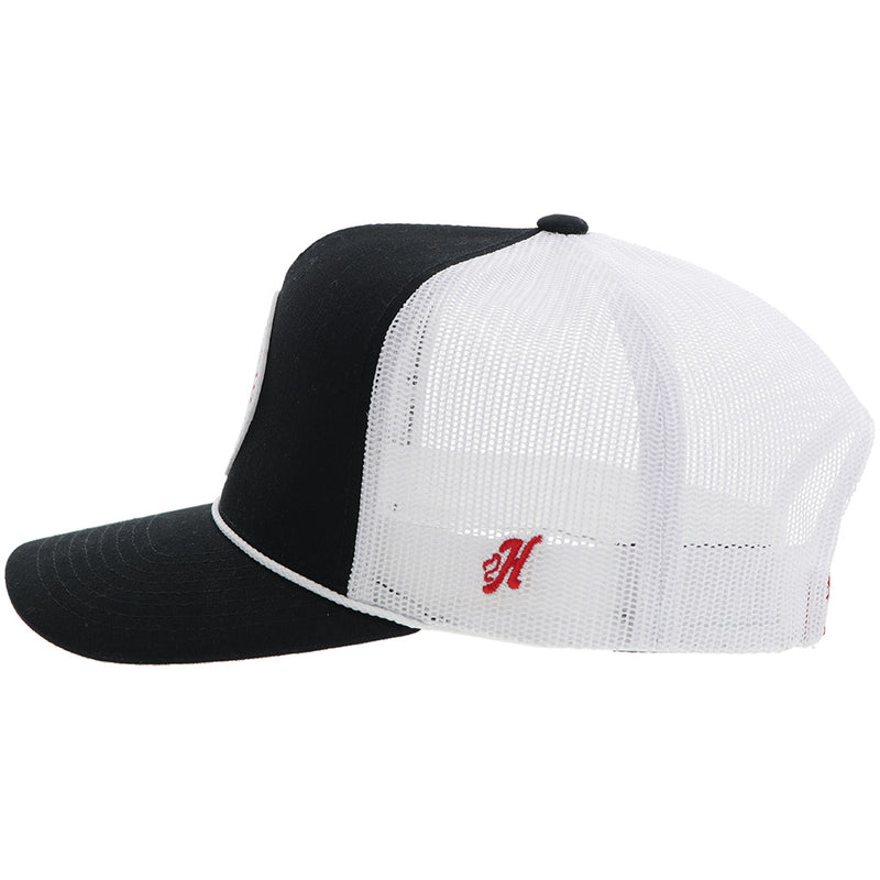 The Quanah Cap - Black/White with Red/White Patch