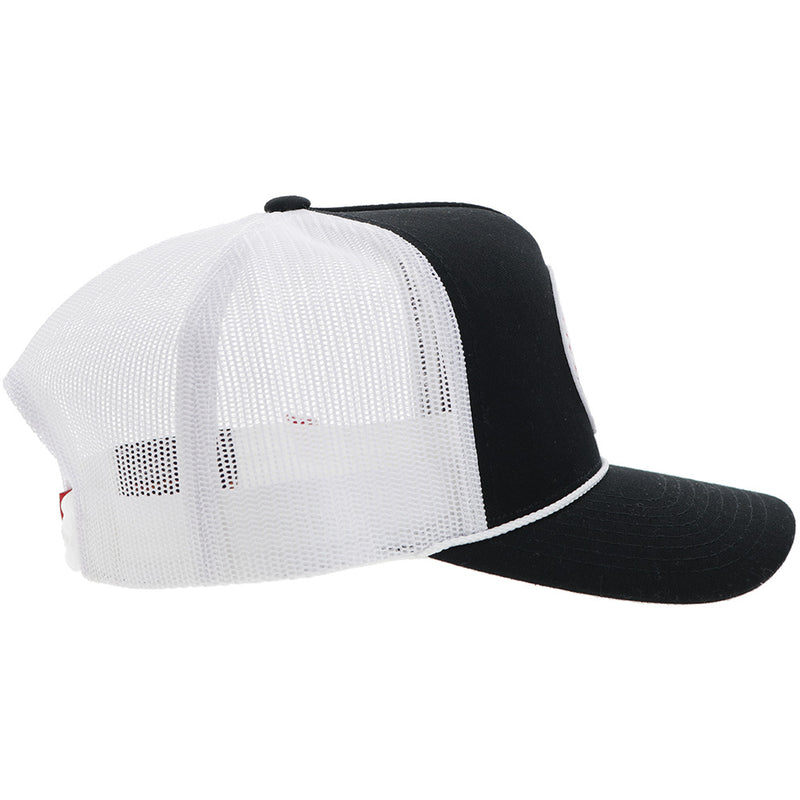 The Quanah Cap - Black/White with Red/White Patch