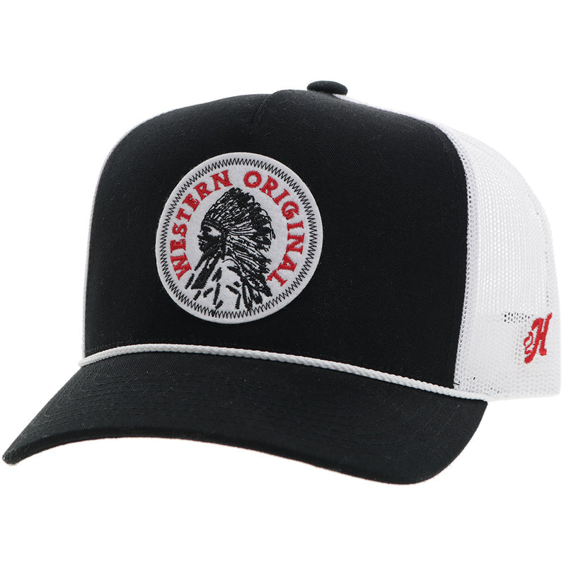 The Quanah Cap - Black/White with Red/White Patch