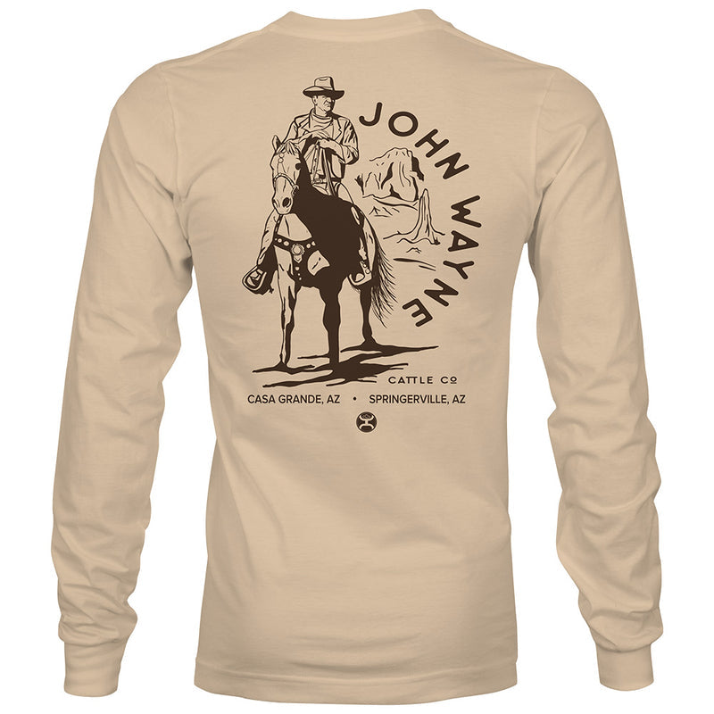 John Wayne LS Tee - Tan with Horse Logo