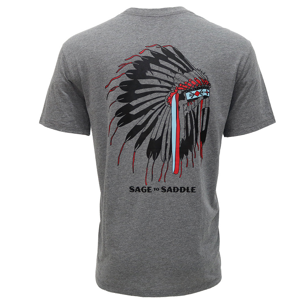 Hooey Sage to Saddle Head Dress Logo SS Tee - Heather Grey