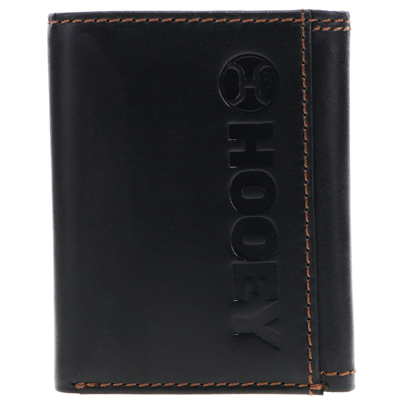 Hooey Classic Smooth Black Tri-Fold Wallet