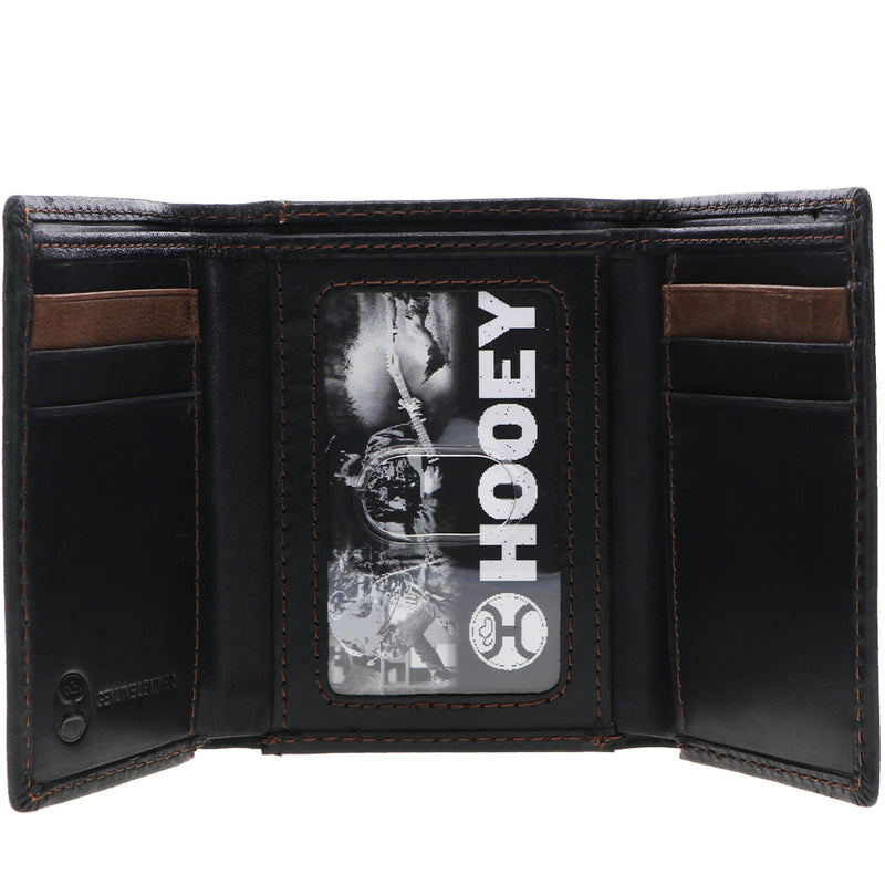 Hooey Classic Smooth Black Tri-Fold Wallet