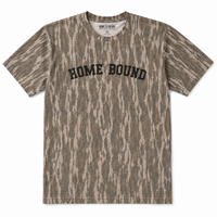 Thumbnail for Home Bound Originals Bottomland camouflage graphic t-shirt with distressed Home Bound logo across the chest.