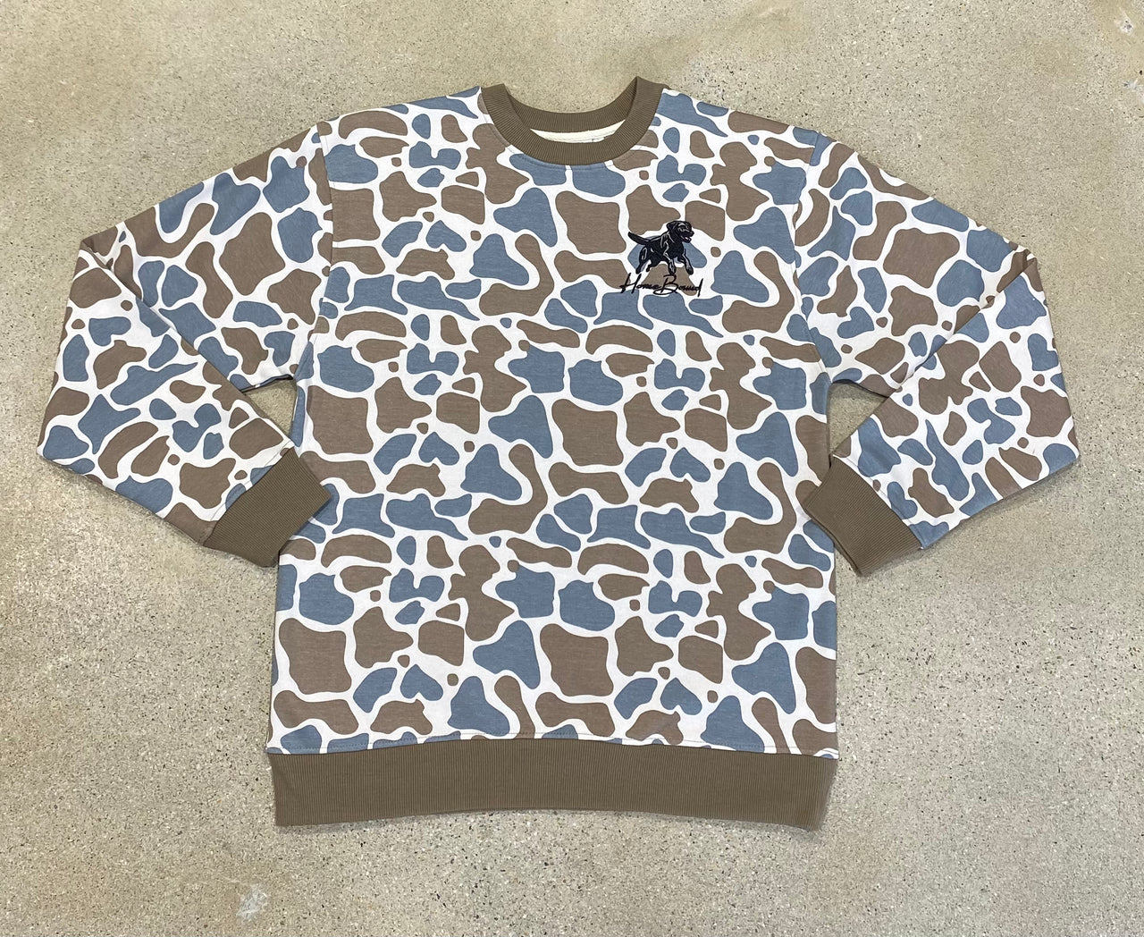 Home Bound Lab Blue Old School Camo Crewneck