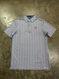 Thumbnail for Home Bound Floral Printed Performance Polo - Blue/White