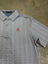 Thumbnail for Home Bound Floral Printed Performance Polo - Blue/White