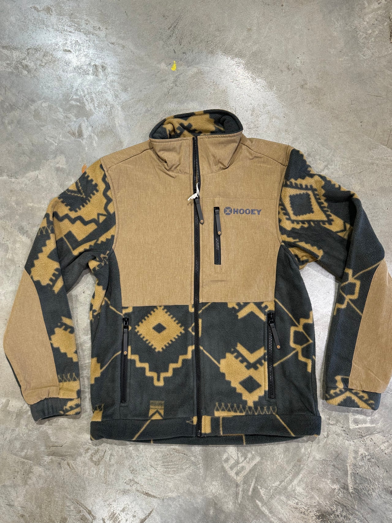 Hooey Tach Full Zip Fleece Jacket - Tan/Black Aztec