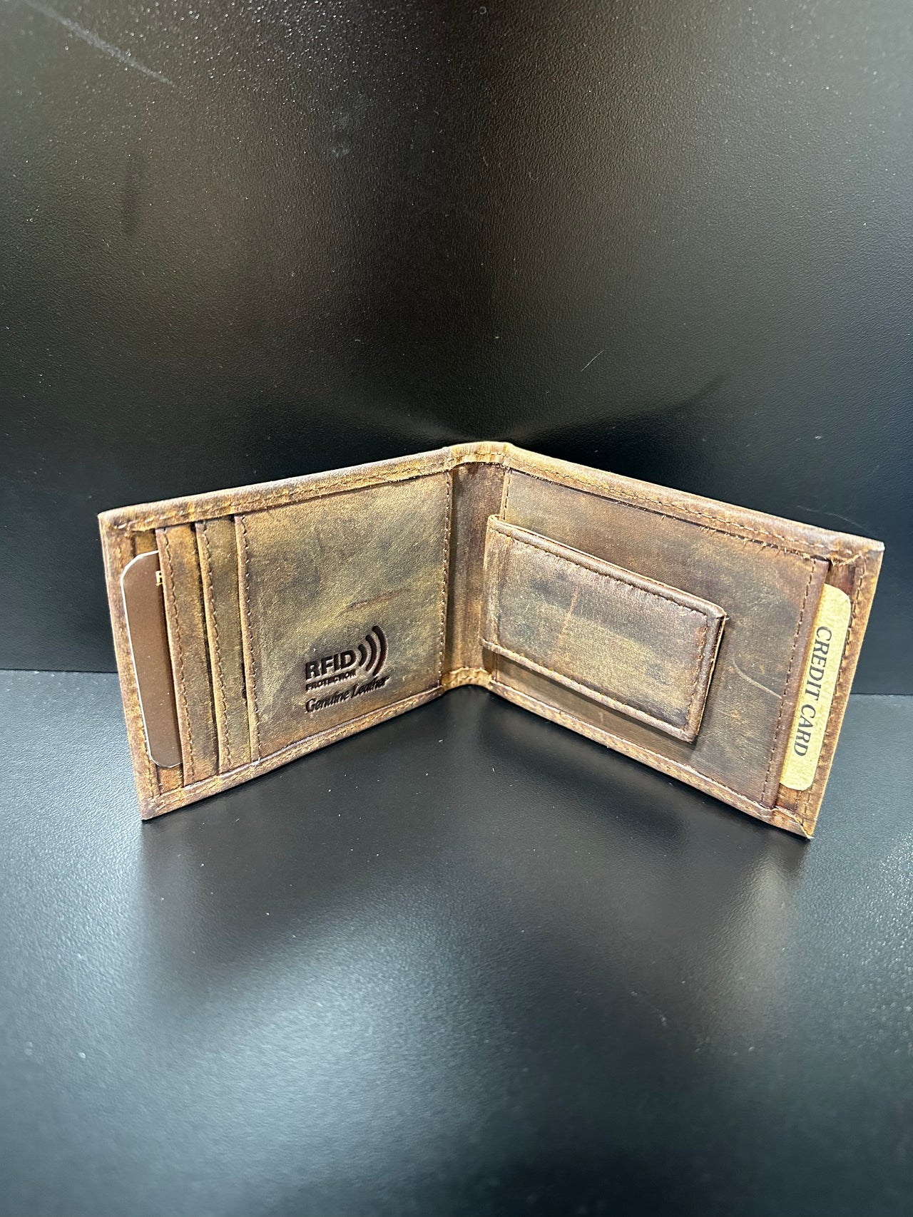 Heather Brown Leather Money Clip Wallet