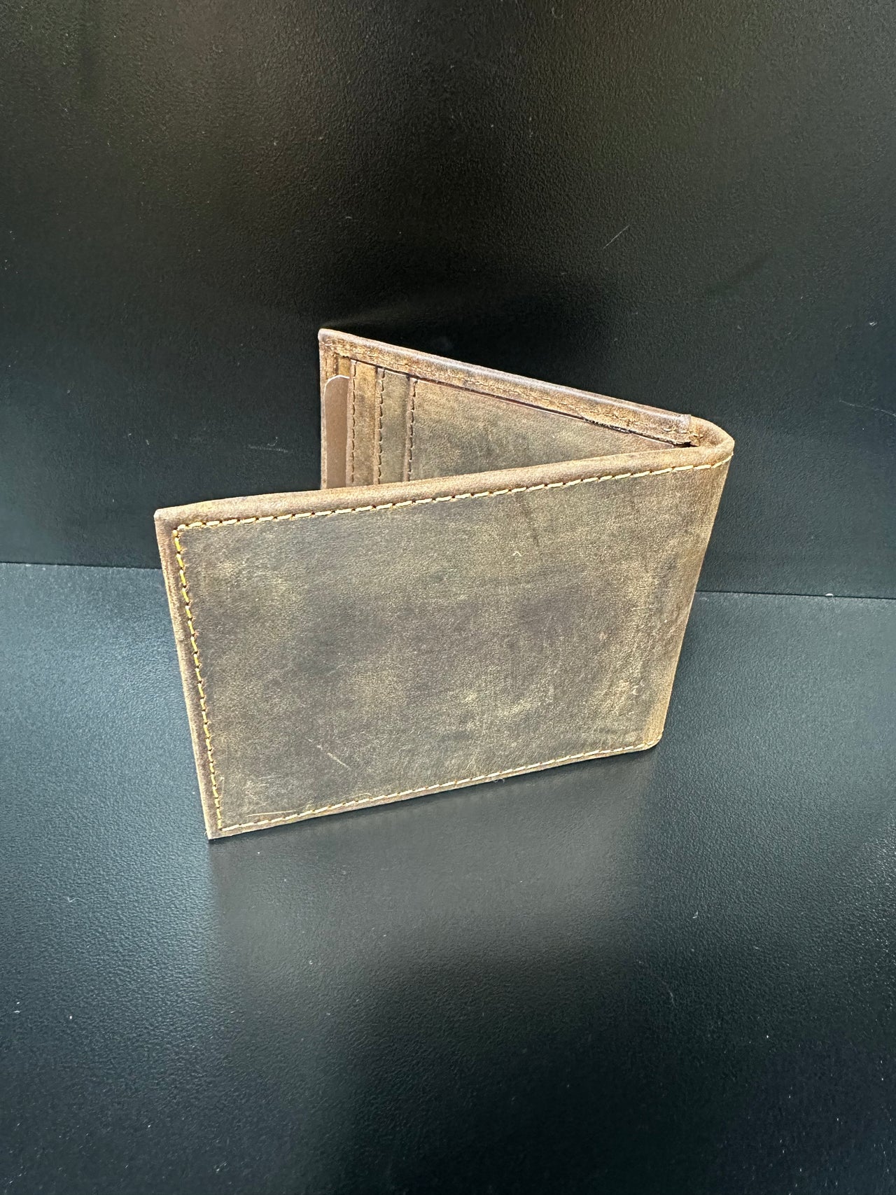 Heather Brown Leather Money Clip Wallet