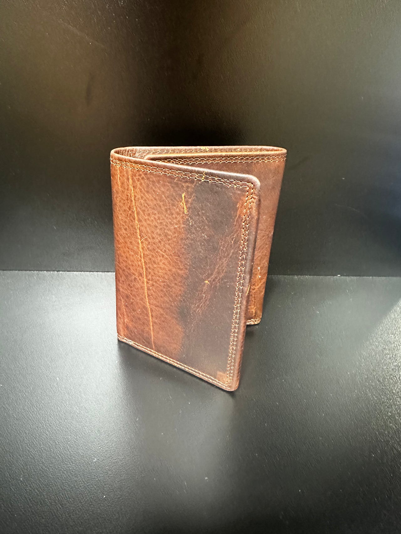 Jack Bull Honey Brown Leather Tri-Fold Wallet