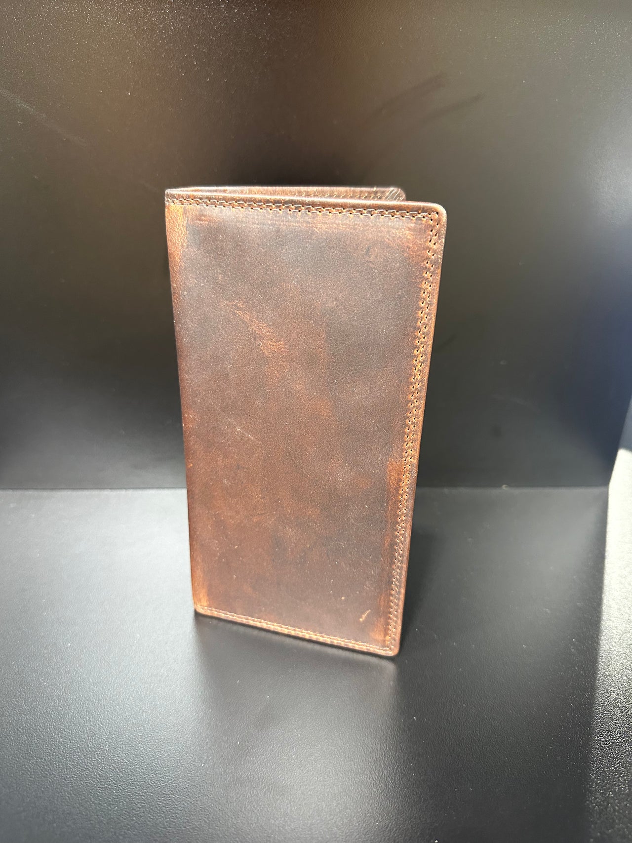 Jack Bull Honey Brown Leather Checkbook Wallet