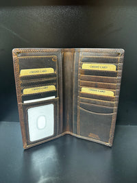Thumbnail for Jack Bull Honey Brown Leather Checkbook Wallet